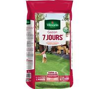 Vilmorin Gazon 7 Jours, Vert, 5 kg | Pousse rapide 7 jours, double usage création et regarnissage, efficace, résistant, économique, facile à semer