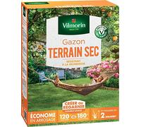 Vilmorin Gazon Terrain Sec, 3 kg | Résistant à la sécheresse, Économe en arrosage, Premières pousses dès 2 semaines, Plein soleil