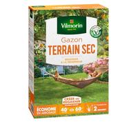 Vilmorin Gazon Terrain Sec, Vert, 1 kg | Résistant à la sécheresse, Économe en arrosage, Premières pousses dès 2 semaines, Plein soleil
