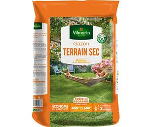 Vilmorin Gazon Terrain Sec, Vert, 10 kg | Résistant à la sécheresse, Économe en arrosage, Premières pousses dès 2 semaines, Plein soleil