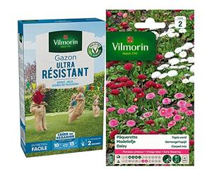 Vilmorin Gazon Ultra résistant Boite de 250 g, Vert & 5448242 Pâquerette, Multicolore, 90 x 2 x 160 cm