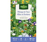 Vilmorin Melange de Fleurs Allees Bordures 50 m² | Mélange bordures, Couvre-sol, Faible hauteur, Floraison été, Diversité fleurs, Entretien simple, Très facile à réussir