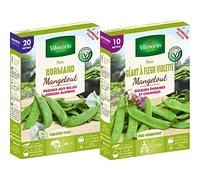 Vilmorin Pois Normand Boite série 20m, Vert & Pois géant Fleur Violette Boite série 10m mangetout, Vert