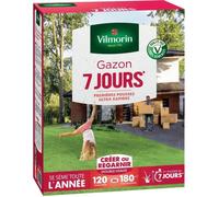 Vilmorin Semences de gazon à germination rapide 7 jours - Sac de 3 kg pour 120 m² de pelouse ou 180 m² de regarnissage