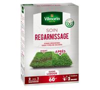 VILMORIN - Soin Regarnissage Universel 2 en 1 - Semences de gazon + Fortifiant naturel - Rénovation facile des gazons abîmés - Levée rapide - Enracinement profond - Pour tous types de gazons - 1 Kg