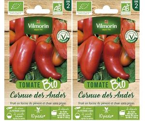 VILMORIN Tomate cornue des Andes bio Vilmorin série 2 (Lot de 2)