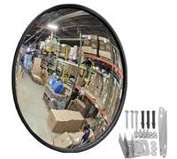Vilnow Miroir convexe noir de 60 cm, réglable, pour intérieur et extérieur, grand angle, en acrylique, pour garage, allée, rue, entrepôt et bureau, 60 cm, noir