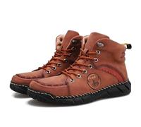 Vilobel Men Non Slip on Shoes, Vilobel Mens Safety Toe Work Boots, Lightweight Non-Slip Boots, Ankle Protection (Red/Brown,50)