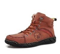 Vilobel Mens Slip on Shoes, Men's Orthopedic Safety Work Shoes,Protective Toe, Waterproof Non-Slip, Lightweight for Work Outdoor (Brown,40)