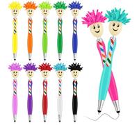 Vilomdur 12pcs Stylos à Bille Amusants Rétractable, Stylo Rigolo Apportez une Vadrouille, Écran Tactile et Propre Stylo Fantaisie Tablette, 3-In-1 Stylo à Bille Pour Enfants ÉCole Fournitures Bureau