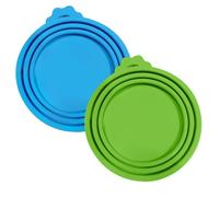Vilscijon Lot de 2 décapsuleurs/couvercles de conservation pour boîtes de pâtée pour chat - Bleu/vert