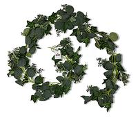 VILSTO Guirlande de Plantes d'eucalyptus artificielles, Feuilles artificielles, Flore Artificielle décorative, Plante Artificielle Suspendue, Plantes artificielles décoratives en Plastique, Guirlande