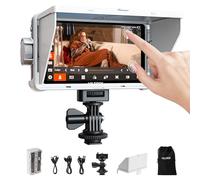 VILTROX DC-V1Moniteur de Terrain pour Appareil Photo, Moniteur d'appareil Photo Reflex numérique 5,5 Pouces avec Pare-Soleil et Batterie, 3D LUT HDR 4K HDMI entrée/Sortie 1920 x 1080 IPS Focus Assist
