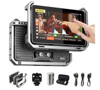 VILTROX DC-X3 2000 Nits SDI Kit Moniteur de terrain pour caméra avec cage, 4K HDMI Moniteur vidéo à écran tactile avec pare-soleil/batterie, 3D Lut 1920X1080 HD Full Waveform Focus Peaking VectorScope