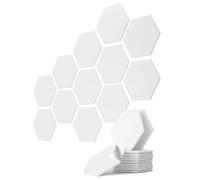 vilz Lot de 12 panneaux acoustiques design en feutre recyclé - Panneaux acoustiques autocollants hexagonaux - Blanc - 250 x 215 x 9 mm