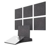 vilz Lot de 6 éléments acoustiques en feutre recyclé - Panneau mural autocollant - 275 x 275 x 12 mm - Couleur : gris nuit