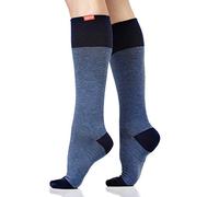 VIM & VIGR Chaussettes de compression en coton de qualité médicale 20-30 mmHg (bleu marine chiné, taille S/M (1))