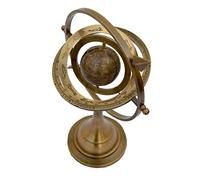 Vimal Nautical Boule armillaire en laiton antique 25,4 cm - Base en métal marron - Décoration de bureau et de maison
