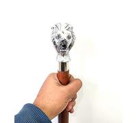 Vimal Nautical Canne de marche victorienne en bois avec poignée en forme de tête de lion argenté - Cadeau pour homme et femme