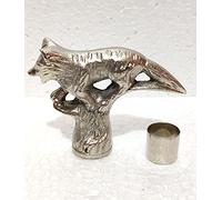 Vimal Nautical Canne de marche vintage en laiton massif avec tête de loup et poignée en aluminium Argenté