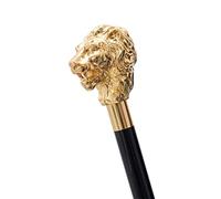 Vimal Nautical Canne en bois avec poignée tête de lion en laiton, noir, or, blanc