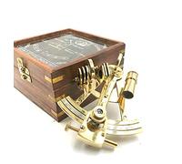 Vimal Nautical Sextant en laiton de 12,7 cm avec jolie boîte en bois fabriquée à la main Matériaux : laiton, verre, bois