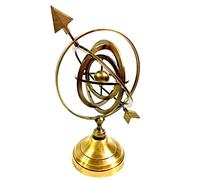 Vimal Nautical Sphère armillaire en laiton poli doré avec flèche et décoration nautique Astrolabe 30,5 cm