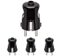 Vimar 00231 Fiche 2P+T 16 A 250 V~, standards allemand et français, sortie axiale du câble, noir (Lot de 4)