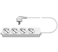 Vimar 01292.CK.B Multiprise 16 A, 4 sorties SICURY universelle standard IT, câble 2 m avec 3 conducteurs de 1,5 mm2, fiche 2P+T 16 A, standards DE/FR avec sortie câble à 90°, blanc