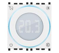 VIMAR 02970.B Thermostat à molette on/Off, rétro-éclairage LED, Alimentation 100-240V, 2 modules Compatible avec Eikon, Arké, Plana, idée Support dédié 100-240 V. pour série, Blanc