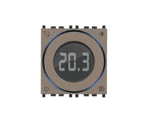 Vimar 02973 Thermostat à roulette connecté, sortie à relais, technologie Bluetooth et WiFi, 1 entrée pour capteur de température extérieure, chauffage et climatisation ON/OFF et PID, 2 modules, gris