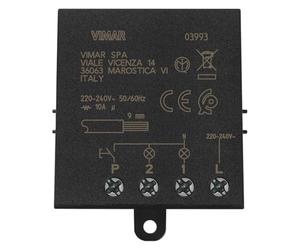 Vimar 03993 Module relais magnétique pour éclairage à impulsions séquentielles ON/OFF, 1 ingr bouton NO, 2 sorties séquentielles à relais NO 10 A 220-240 V ~ 50/60 Hz