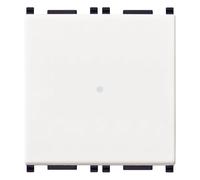 Vimar 14100.2 Plana Interrupteur 1P 10 AX 250 V~ axial lumineux, bouton remplaçable, blanc - 2 modules. Max 100 W pour lampes avec alimentation intégrée (CEI 60669-1:2017)