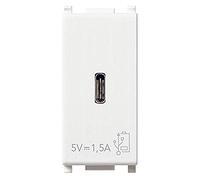 Vimar 14292.C Plana Prise USB 5 V 1,5 A - alimentation pour appareils électroniques, 1 sortie USB type C, alimentation 120-240 V~ 50/60 Hz, blanc