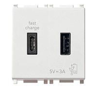 VIMAR, blanc 14295.AC Alimentation 5 V 3 A pour dispositifs électronique, A et 1 sortie USB type C, 2 modules, série Plana