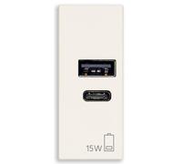 Vimar 30292.AC15B Ligne Bloc d'alimentation USB 15 W 3 A 5 V pour appareils électroniques, sorties USB A et USB C