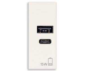 Vimar 30292.AC15B Ligne Bloc d'alimentation USB 15 W 3 A 5 V pour appareils électroniques, sorties USB A et USB C