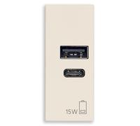 Vimar 30292.AC15C Ligne Bloc d'alimentation USB 15 W 3 A 5 V pour appareils électroniques, sorties USB et USB C