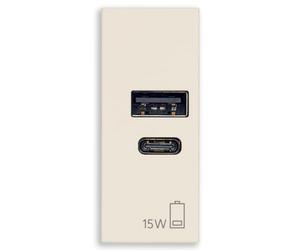 Vimar 30292.AC15C Ligne Bloc d'alimentation USB 15 W 3 A 5 V pour appareils électroniques, sorties USB et USB C