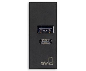 Vimar 30292.AC15G Ligne Bloc d'alimentation USB 15 W 3 A 5 V pour appareils électroniques, sorties USB A et USB C