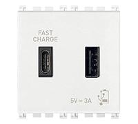 Vimar Arké 19295.AC.B prise usb murale A+C 5V 3A, pour le chargement d'un dispositif jusqu'à 3A ou deux dispositifs, alimentation 120-240 V~