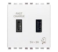 Vimar Eikon 20295.AC.B Prise USB pour dispositifs électronique A+C 5V 3A 2M blanc