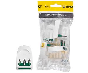 VIMAR FP00203.B Lot de 4 fiches SICURY 2P+T 10 A 250 V ~ 4 pièces, Broches orientables en Ligne ou en équipe, Standard Italien Type S11-SPB11, Blanc, 4 pezzi