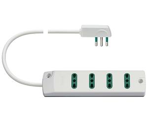VIMAR FP00404.C.B 400 Prise multiple 4 prises bipasso, prise plate gain de place 16a, avec câble 1,5 m, blanc