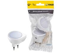 VIMAR FP33101 Éclairage Nocturne à LEDs avec Allumage et Extinction Automatique, avec Fonction Crépusculaire Incorporée, Alimentation 220-230 V, 50/60 hz 0,4 W, 2 Pièces, Blanc