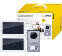 Vimar K40916 Kit interphone vidéo 7" tactile Bifamilial avec alimentation multifiche, gris la plaque extérieur-blanc