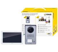 Vimar K40945 Kit vidéophone intelligent monofamilial avec écran tactile mains libres WiFi, plaque audiovidéo 1 bouton avec cadre anti-pluie, 1 bloc d'alimentation multiprise