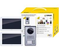 Vimar K40946 Kit interphone vidéo bifamilial intelligent avec 2 écrans tactiles mains libres, plaque audiovidéo 2 boutons avec cadre anti-pluie, 2 alimentations multiprises