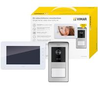 VIMAR K40930 Kit visiophone 1 Famille pour Pose en saillie avec: interphone vidéo, Platine de Rue à 1 Boutons, Alimentation DIN, étriers de Fixation, Contrôle des accès RFID, Écran 7 Pouces