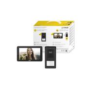 Vimar K42975 Kit interphone vidéo Mural Tactile Mains Libres Wi-FI Couleur LCD 7", Plaque Audio-vidéo 1 Bouton, 1 Bloc d'alimentation 40103, Supports de Fixation Murale, Noir